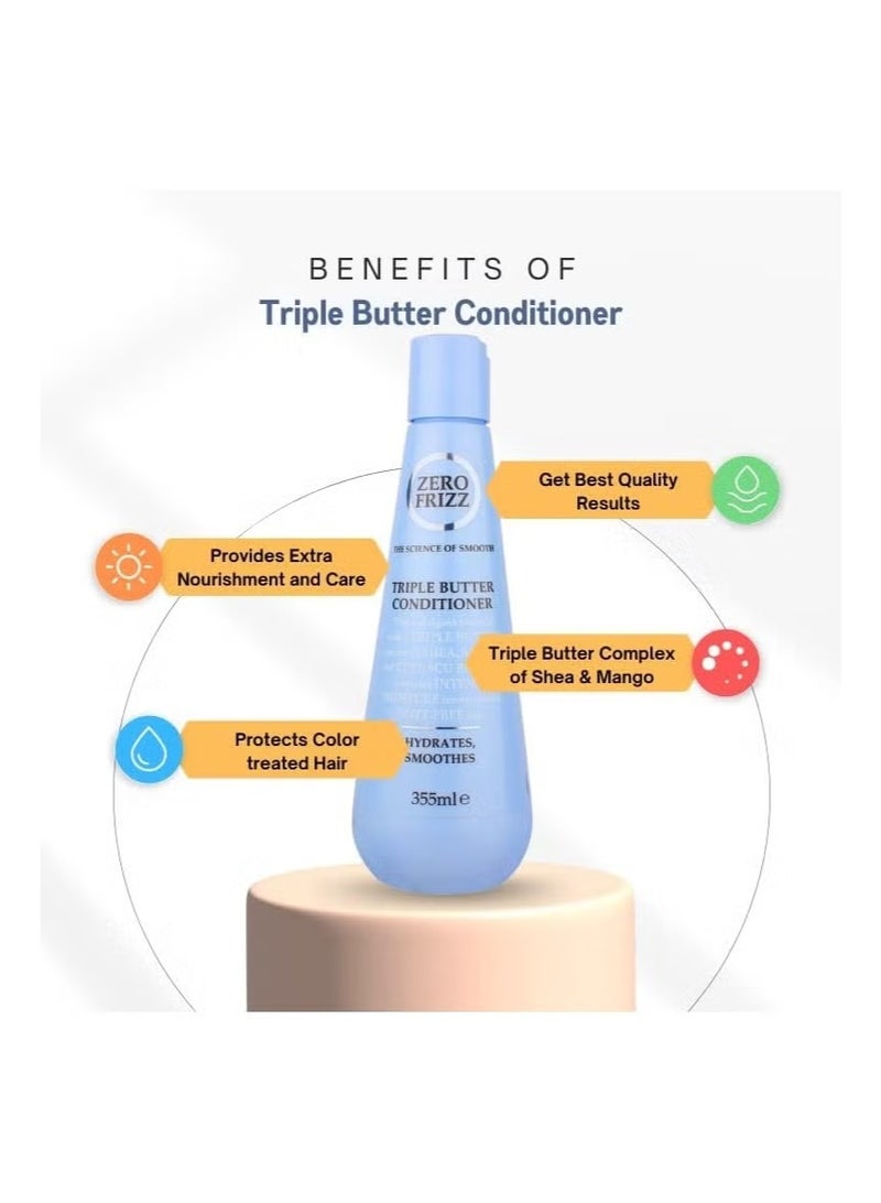 زيرو فريز بلسم الزبدة الثلاثية يرطب وينعم الشعر 355 مل - Image 2